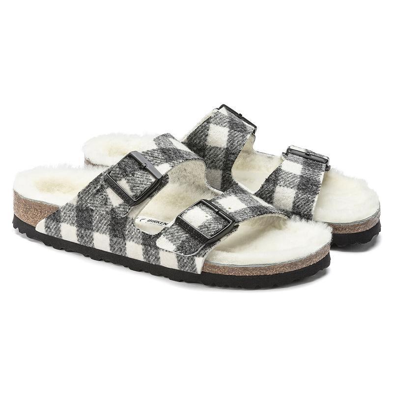 Arizona Birkenstock Shearling Plaid Wool Damske Biele | SK 19ZUT